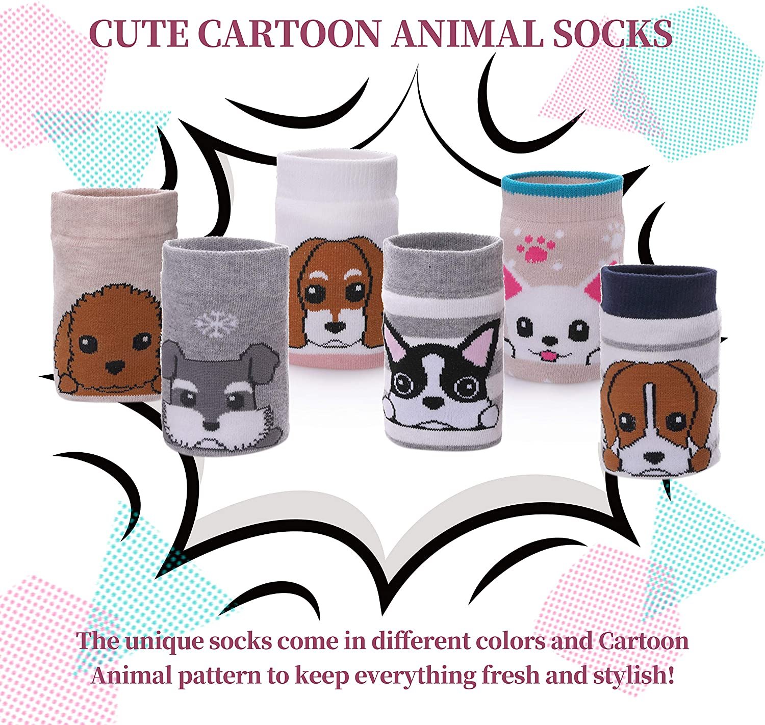Color City Girls Socks Knee High Stockings Cartoon Animal Warm Cotton Socks