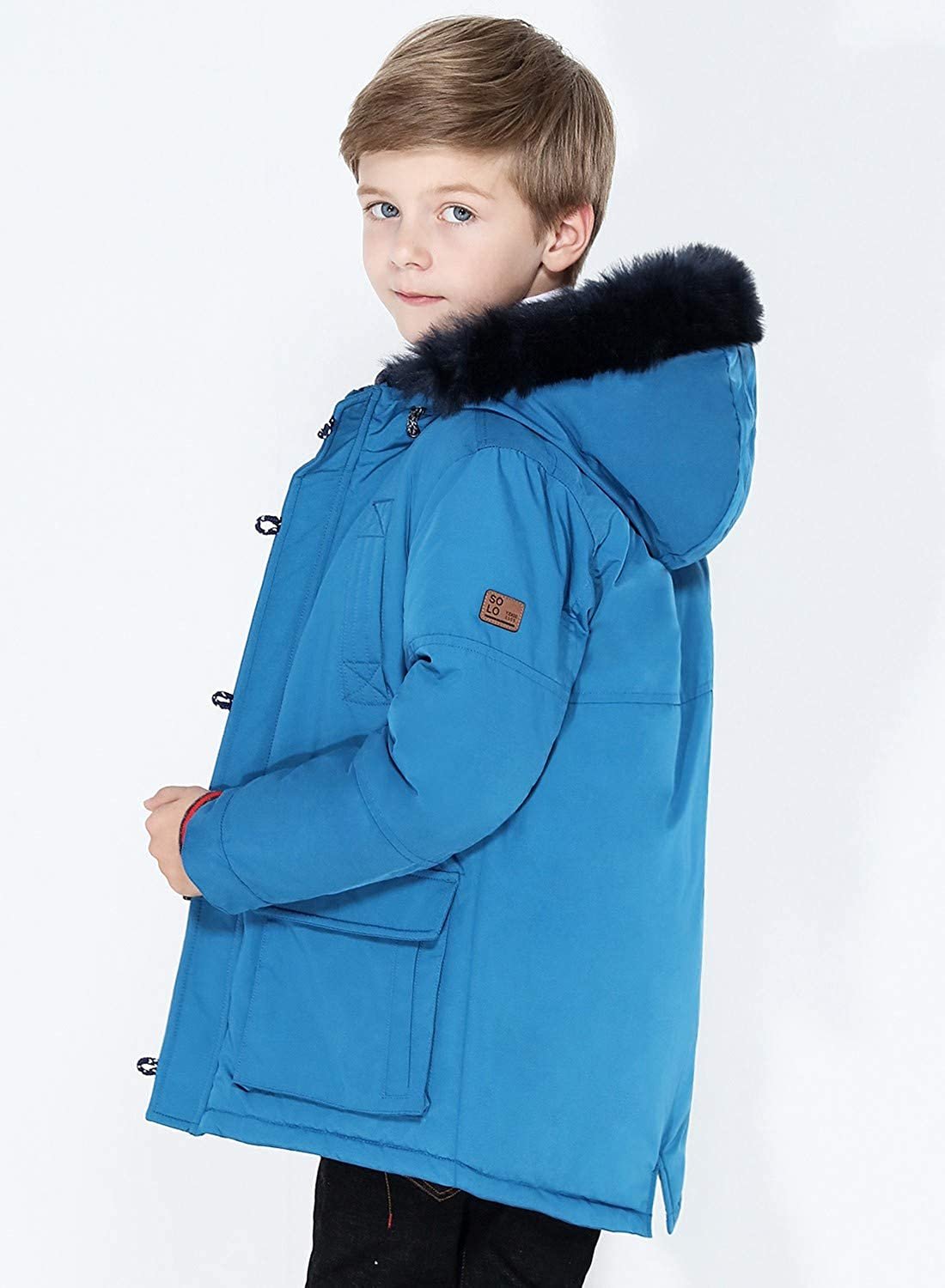 SOLOCOTE Boys Winter Coats Kids Winter Jacket Warm Thick Heavyweight Tough Long Windproof Outwear with Hood